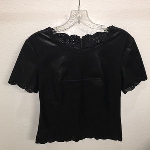 BCBG Maxazria faux leather top size small